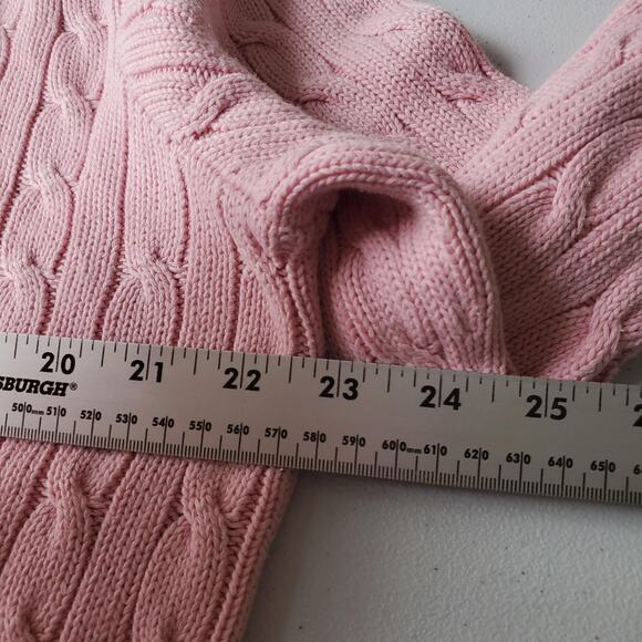 Y2K Ralph Lauren Sport Sweater Womens XL Pink 100% Cotton Cable Knit Pullover - Picture 9 of 10